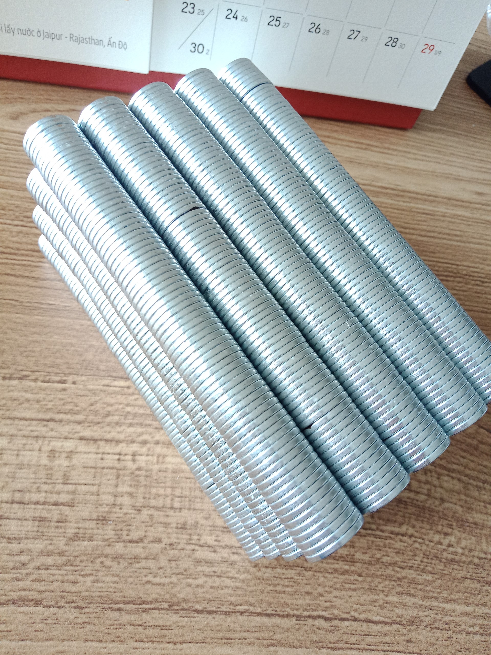 50 Viên Nam Châm Đất Hiếm Loại Tròn 14x1.4mm Mạ Kẽm Lực Từ N35 Cực Mạnh