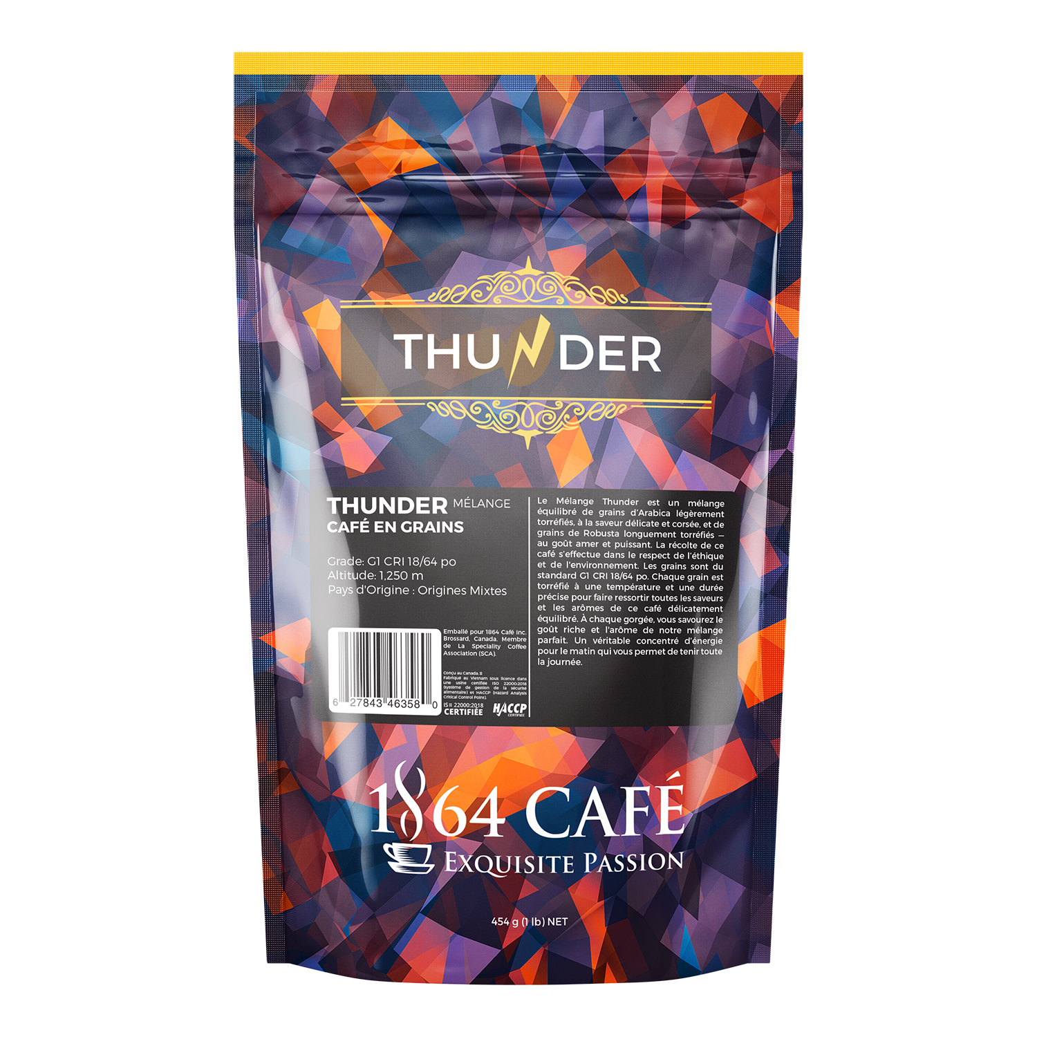 Cà Phê Rang Xay Thunder No.2 Gu Việt Pha Phin/Pha Máy – 1864 CAFÉ trọng lượng tịnh 454g