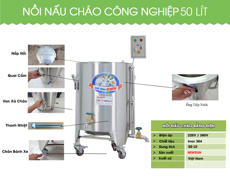 Nồi Nấu Cháo Công Nghiệp 50L