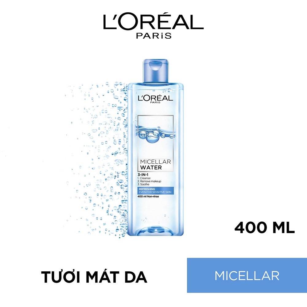 Bộ dưỡng ẩm thoáng mịn L'Oreal Paris (UV Perfect SPF50 PA+++ 30ml + Crystal Micro Essence 22ml+ Micellar Water 400ml)