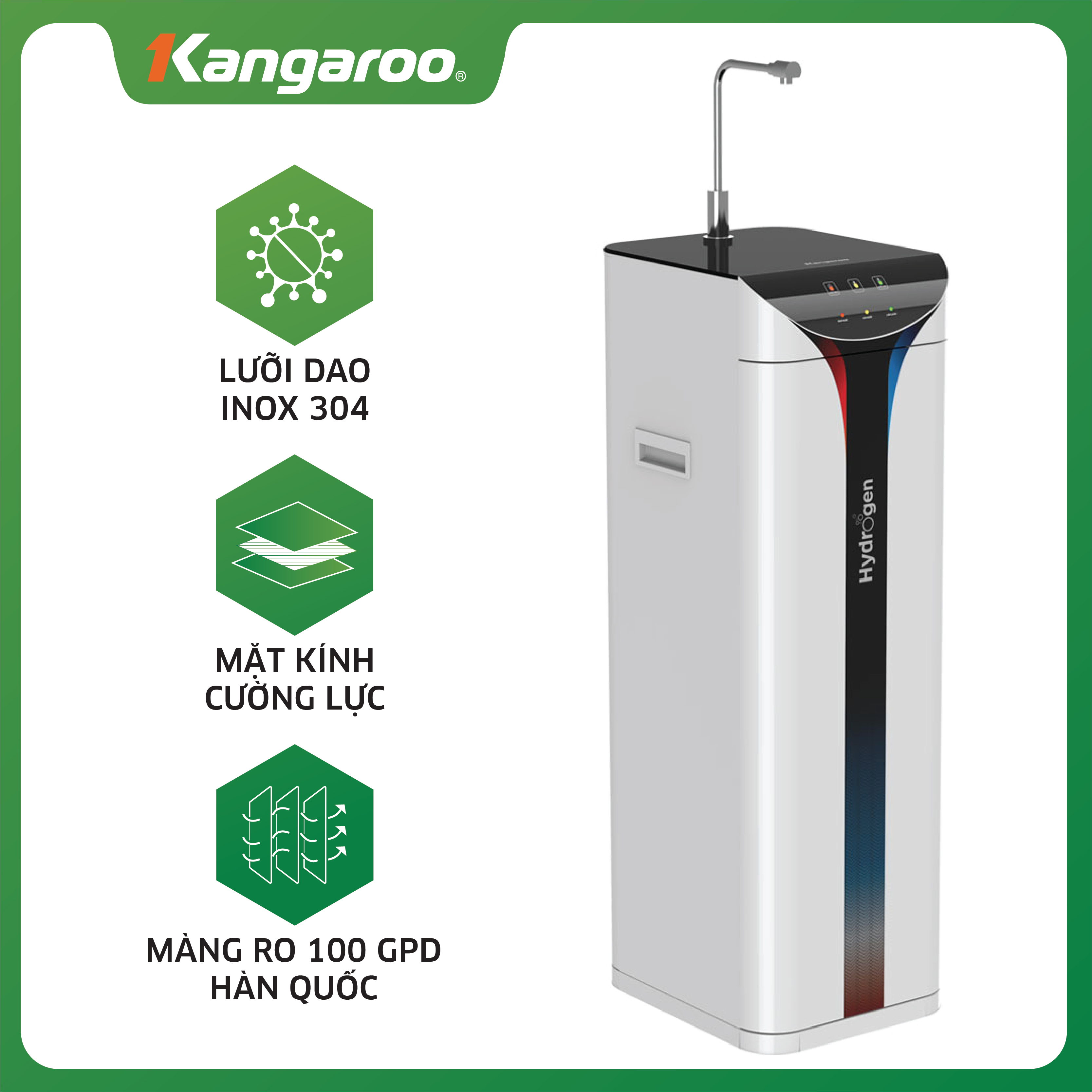 Máy lọc nước Kangaroo Hydrogen Slim nóng lạnh KG10A6S - hàng chính hãng