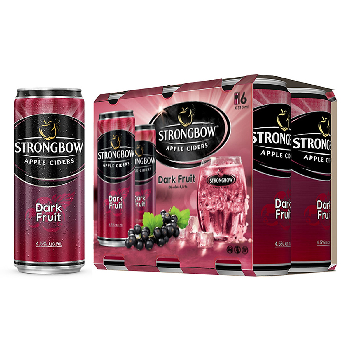 Lốc 6 Lon cao Strongbow vị Dark Fruit Dâu đen