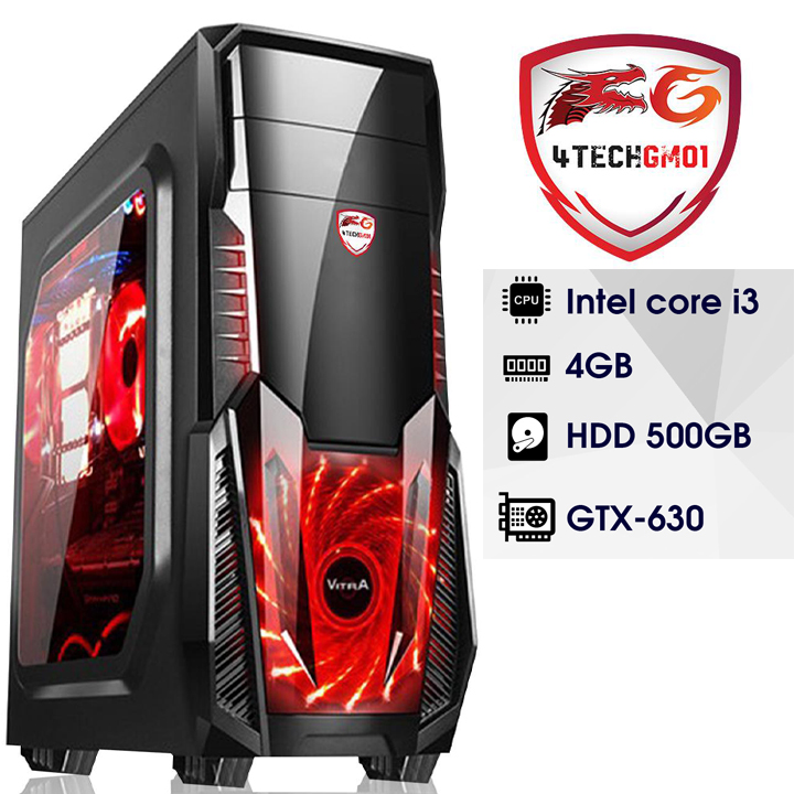 Máy Tính Chơi Game 4TechGM01 Core i3 2100, RAM 4GB, HDD 500gb, VGA rời GT630 (chuyên LOL, Fifa) - Hàng Chính Hãng.