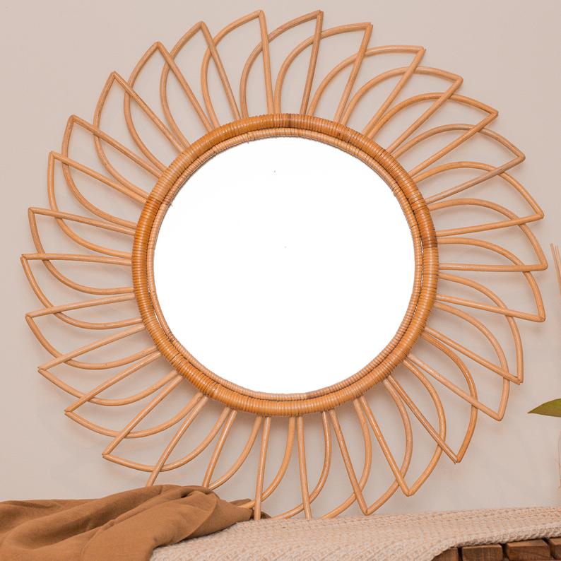 Gương Mây Tre Treo Tường Mặt Trời GMT03- Sản Phẩm Mây Tre Tự Nhiên, Trang Trí Nhà Cửa, Quán Cà Phê, Cửa Hàng Mới Lạ, Độc Đáo, Quà tặng Tân Gia