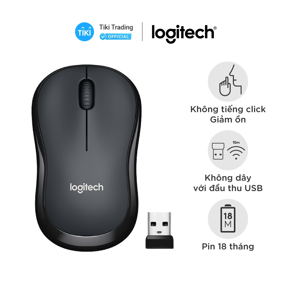 Chuột không dây Logitech M220 Silent - Hàng chính hãng