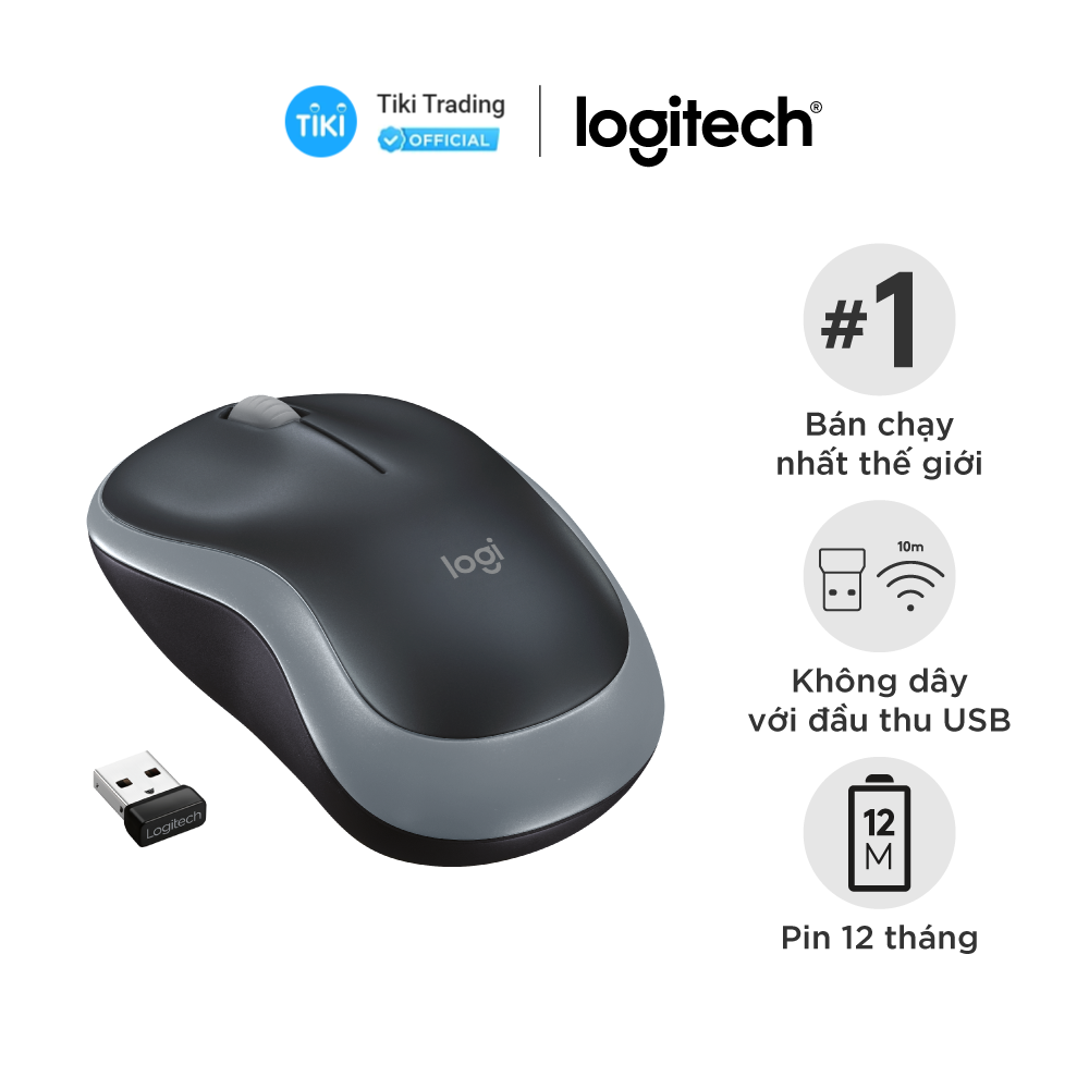 Chuột không dây Logitech M186 - Hàng Chính Hãng