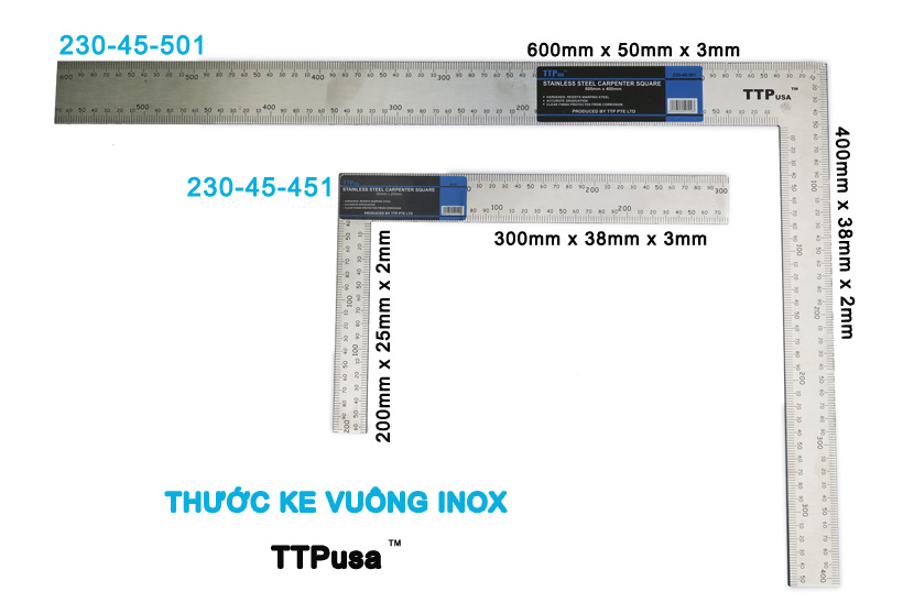 Thước ke vuông inox TTPusa 230-45-451