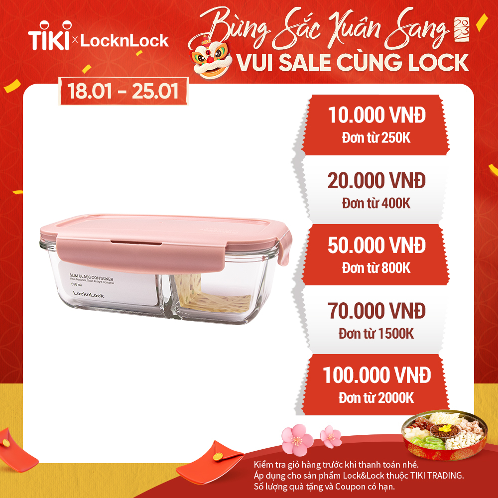 Hộp Thủy Tinh Chịu Nhiệt (có ngăn) Lock&amp;Lock 510ml - LCB425C