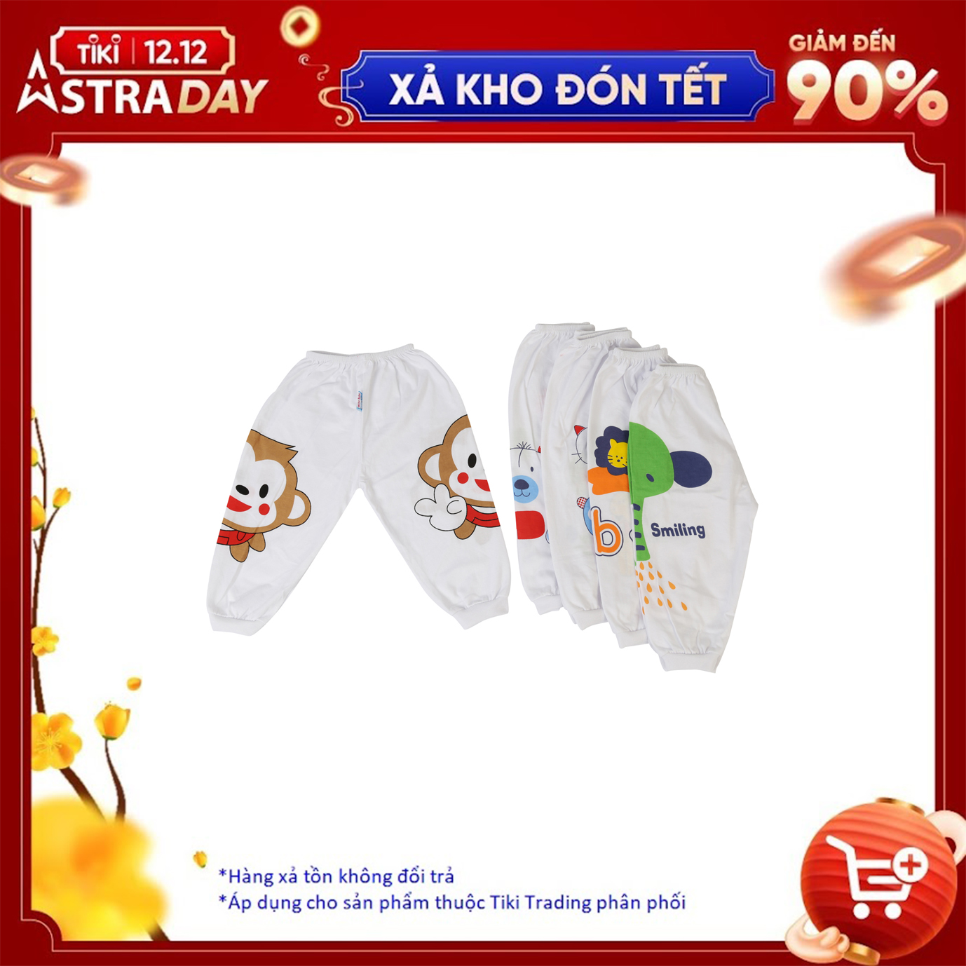 Combo 5 Quần Dài Bo Trắng In 2 Bên Cho Bé MihaBaby QD05 - Size