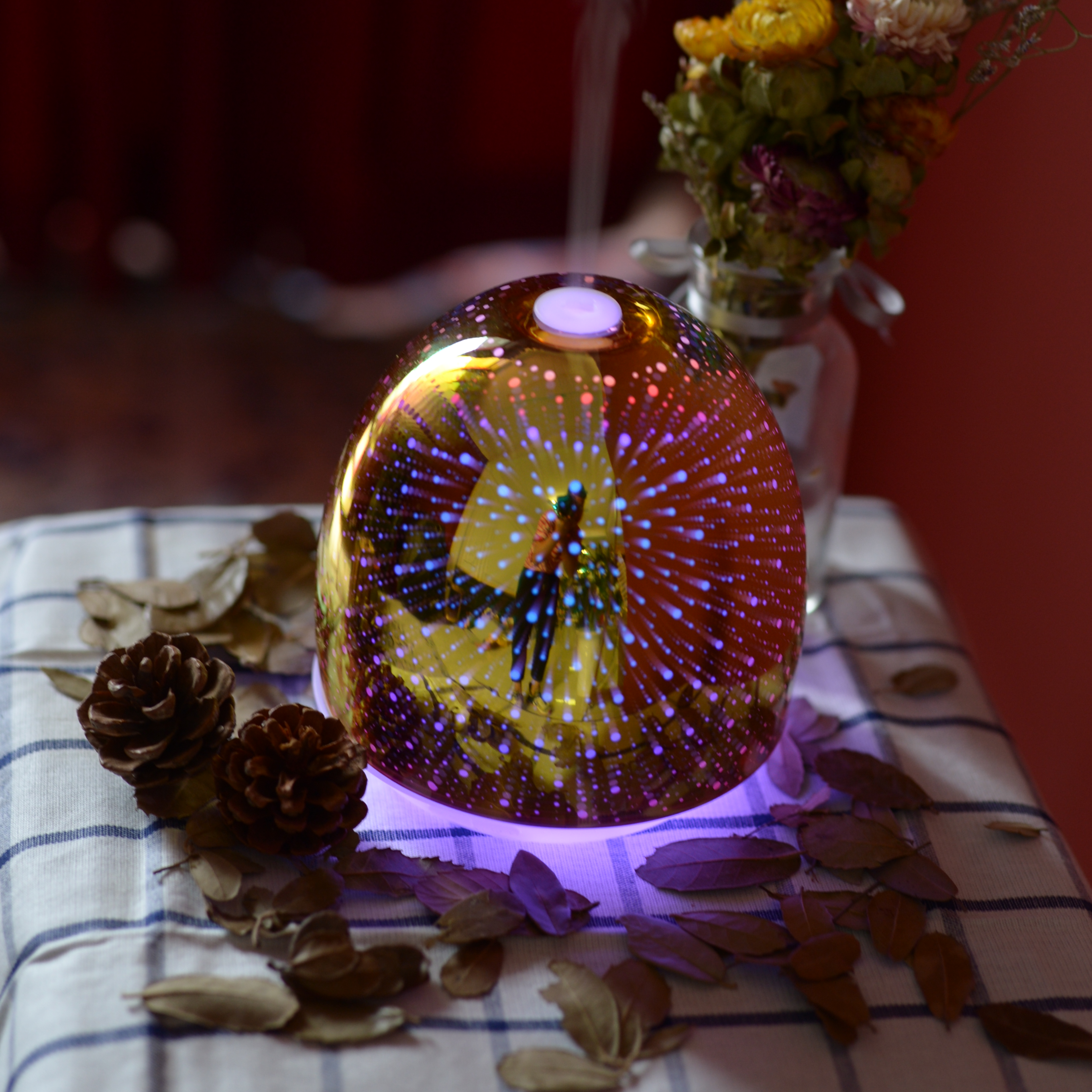 Máy khuếch tán tinh dầu KE2077 | Sản phẩm chính hãng | Đèn LED 3D siêu đẹp dành cho phòng ngủ của ba mẹ và bé | Chạy liên tục. trong 8h