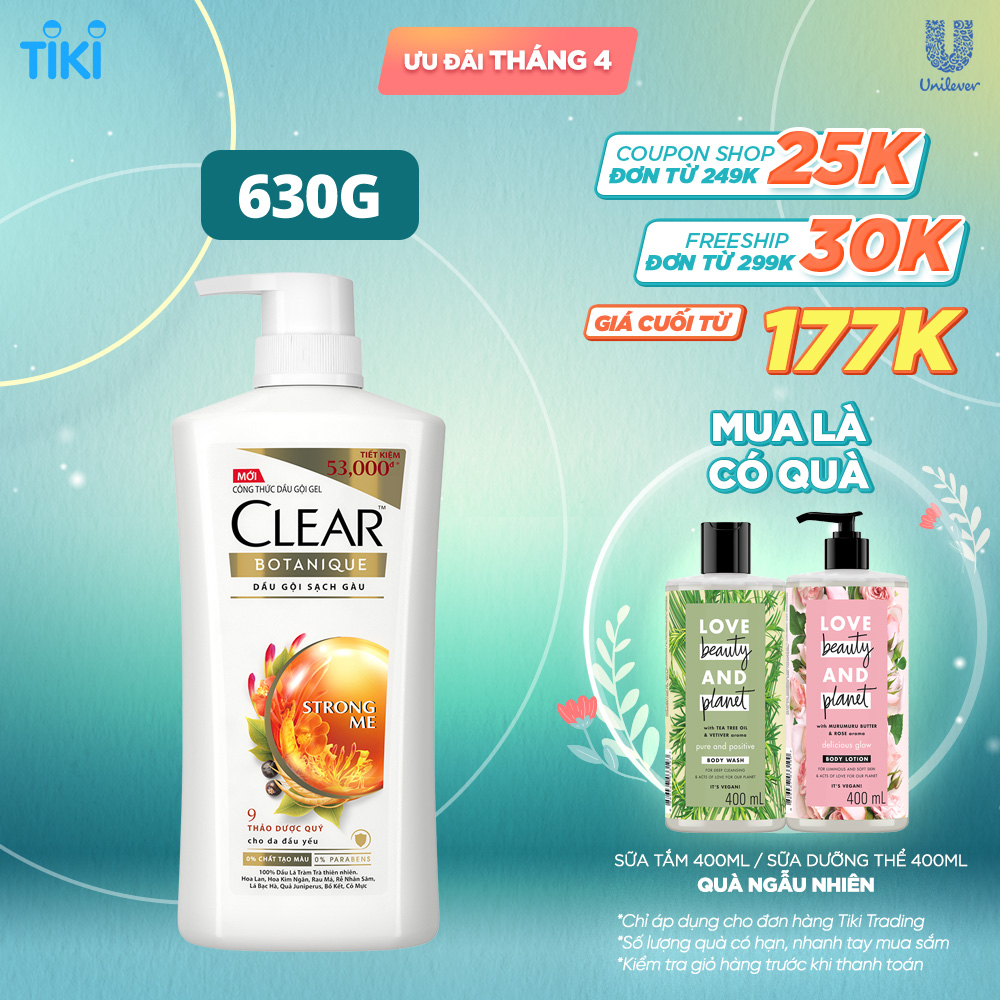 Dầu Gội CLEAR 9 Thảo Dược Cổ Truyền Sạch Gàu Giảm Gãy Rụng 630G