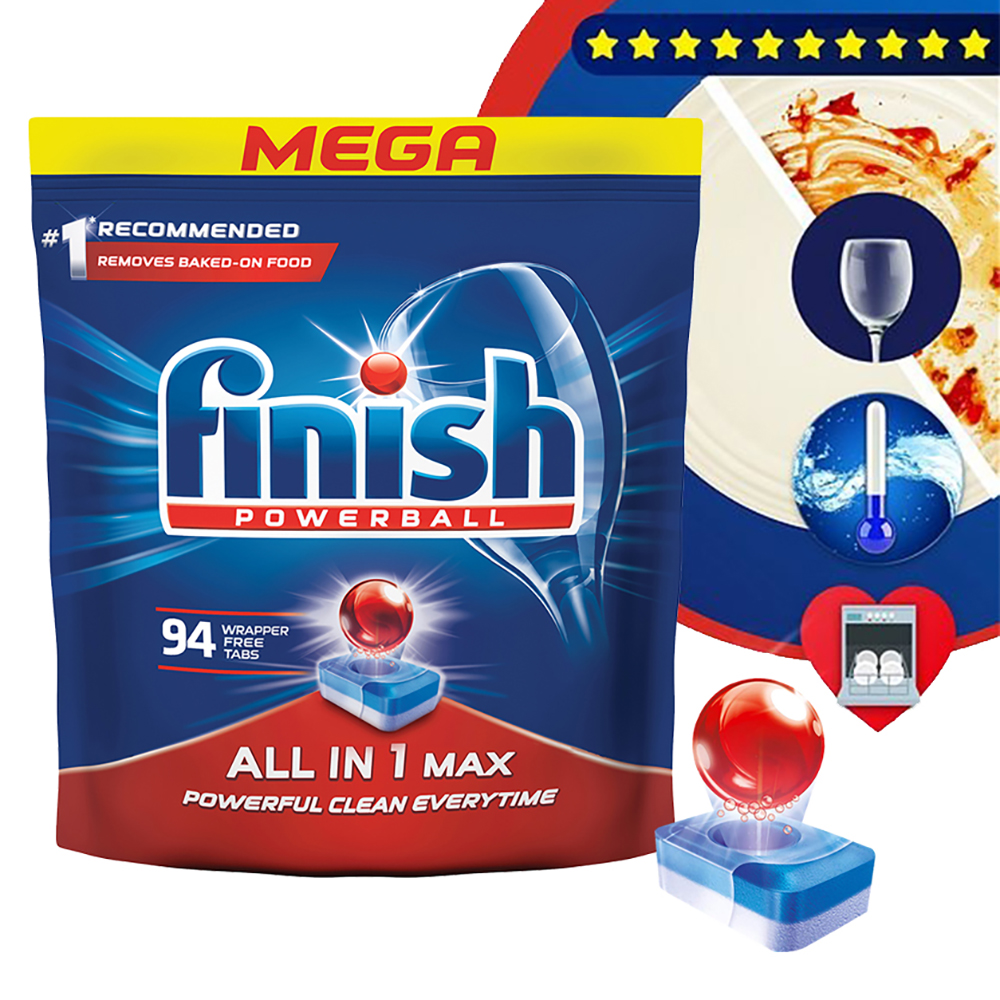 Túi 94 viên rửa chén Finish All In 1 Max Dishwasher Tablets QT09442