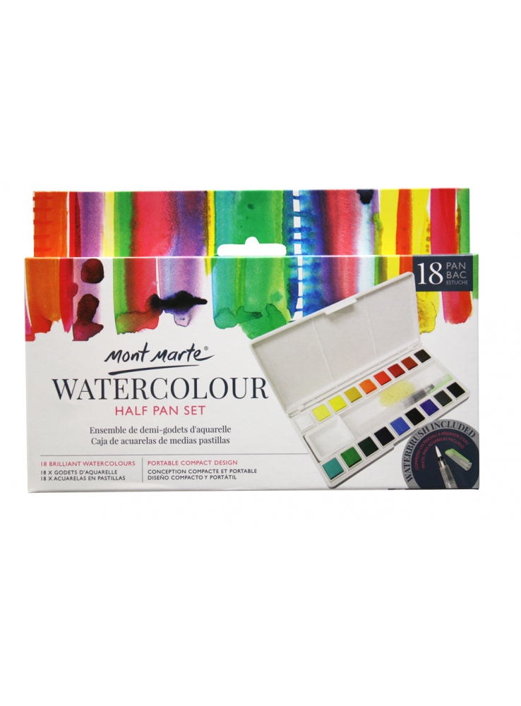 WATER COLOUR HALF PAN SET 18M MONT MARTE