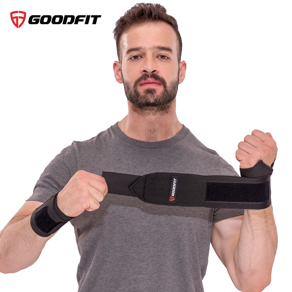 Băng quấn trợ lực khớp cổ tay tập gym, tập boxing GoodFit co giãn 4 chiều, khóa dán chắc chăn GF301W