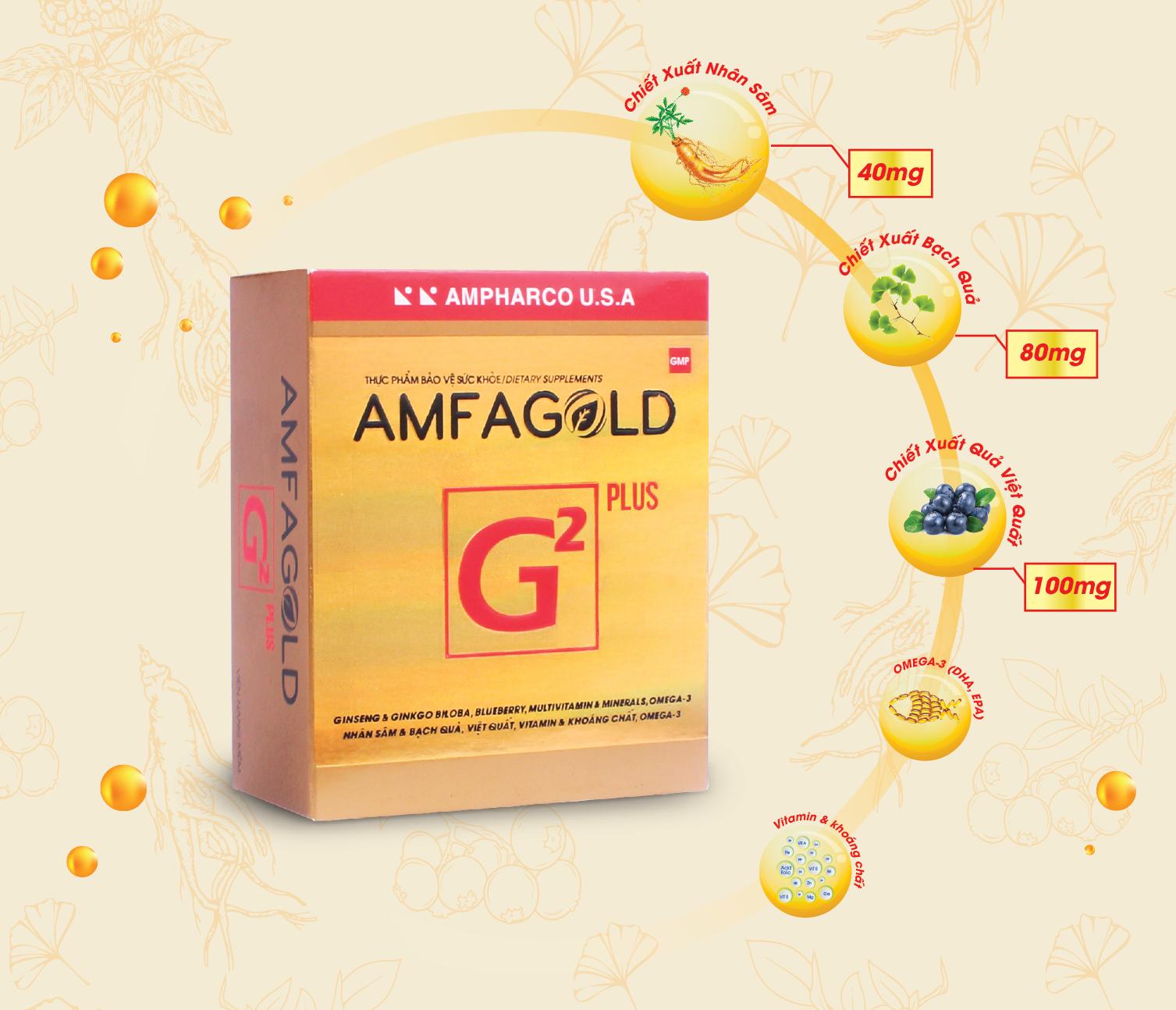 Viên uống bổ não, hoạt huyết dưỡng não, hỗ trợ bồi bổ sức khỏe Amfagold G2 Plus