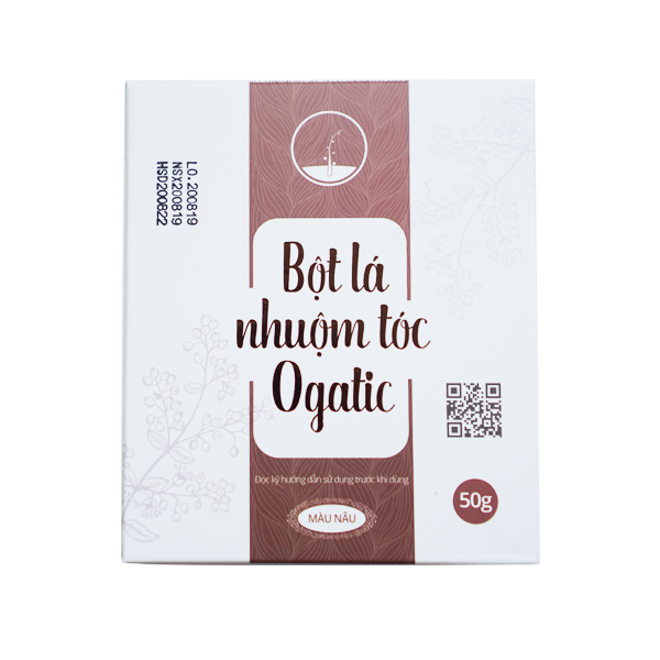 Combo Bột lá nhuộm tóc bạc màu Nâu và Hộp lá thơm gội đầu Ogatic