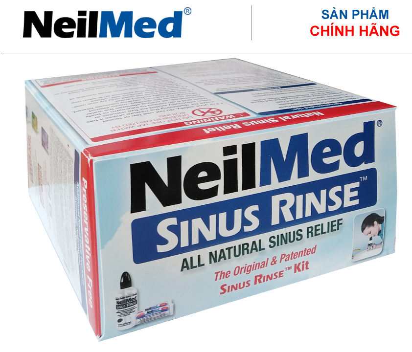 Bình (Bộ Dụng Cụ) Rửa Mũi Xoang Người Lớn NeilMed Sinus Rinse Kit 60 Sachets- xuất xứ Mỹ (1 bình + 60 gói muối)