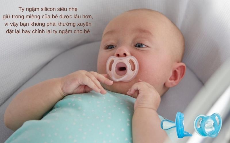 Ty ngậm silicon siêu nhẹ cho bé Tommee Tippee Ultra Light 6-18 tháng (vỉ đơn) - Xanh dương 