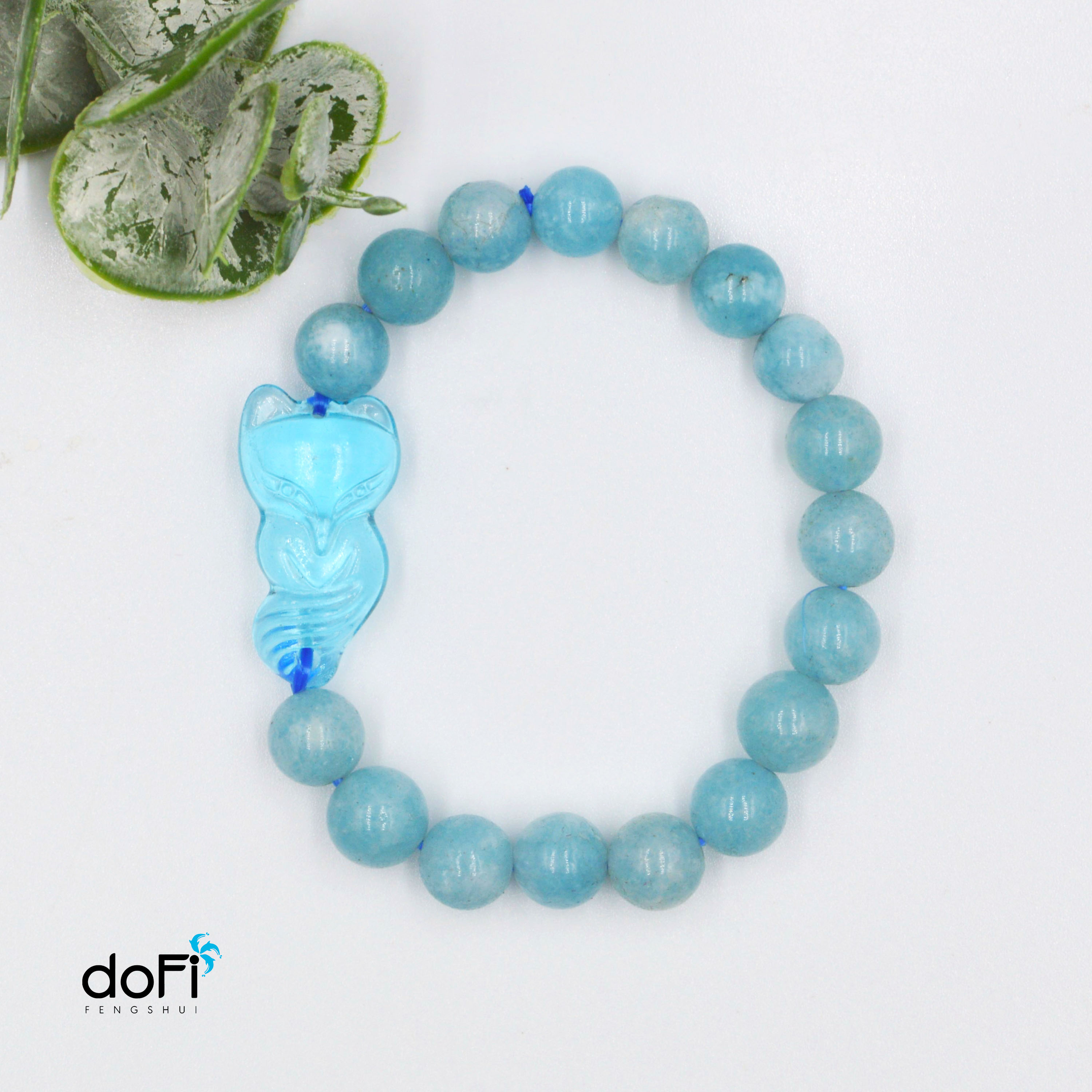 Vòng Tay Hồ Ly Topaz Xanh Dương Phối Mã Não Xanh Dương