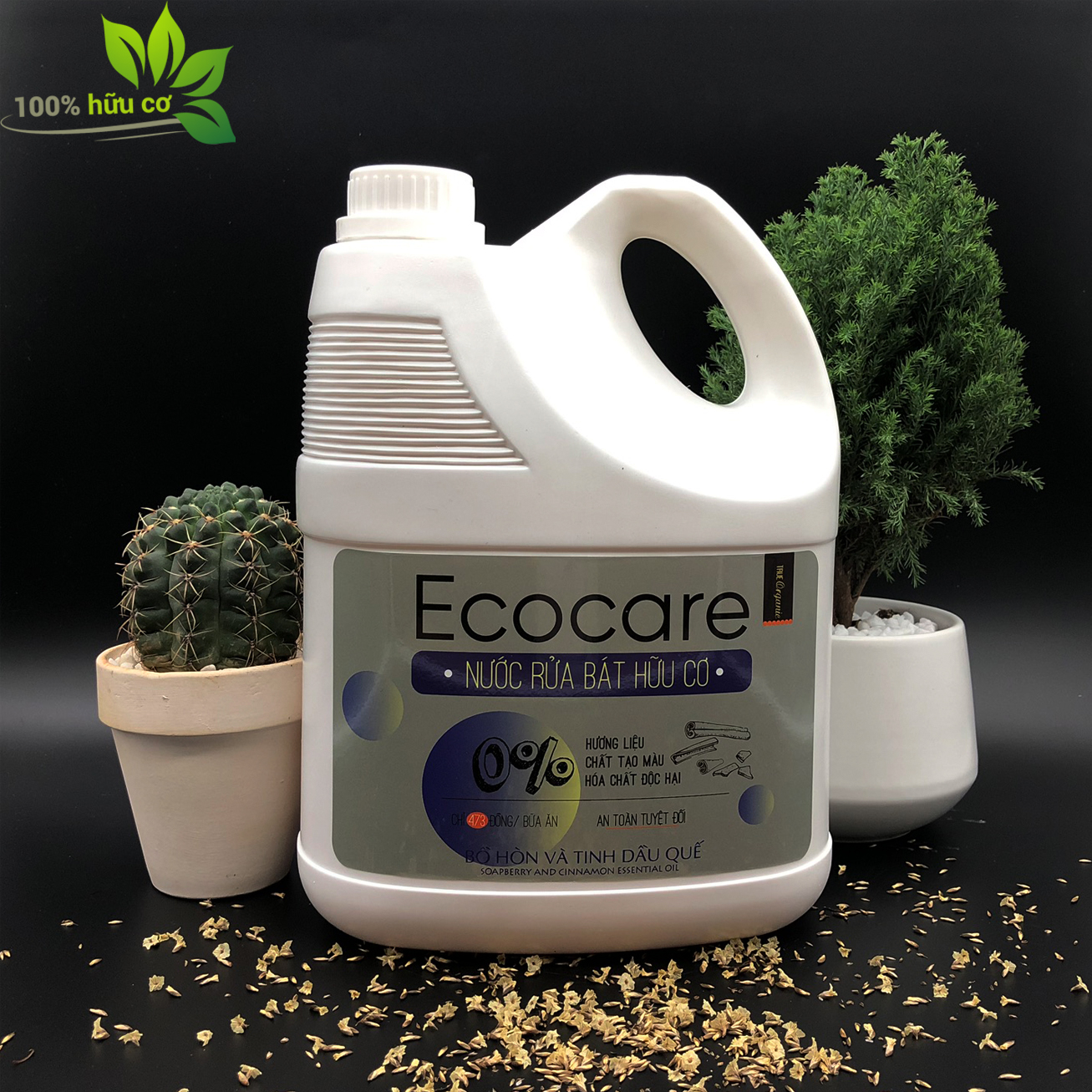 Nước rửa chén hữu cơ Bồ hòn hương Quế 4000ml thương hiệu Ecocare