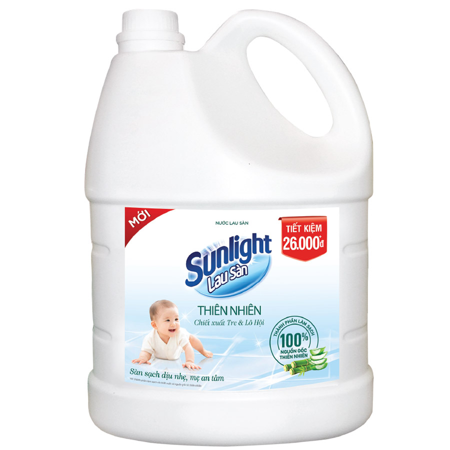 Nước Lau Sàn Sunlight Thiên Nhiên Chiết Xuất Tre & Lô Hội 3,6 Kg - Sạch Dịu Nhẹ - Mẹ An Tâm