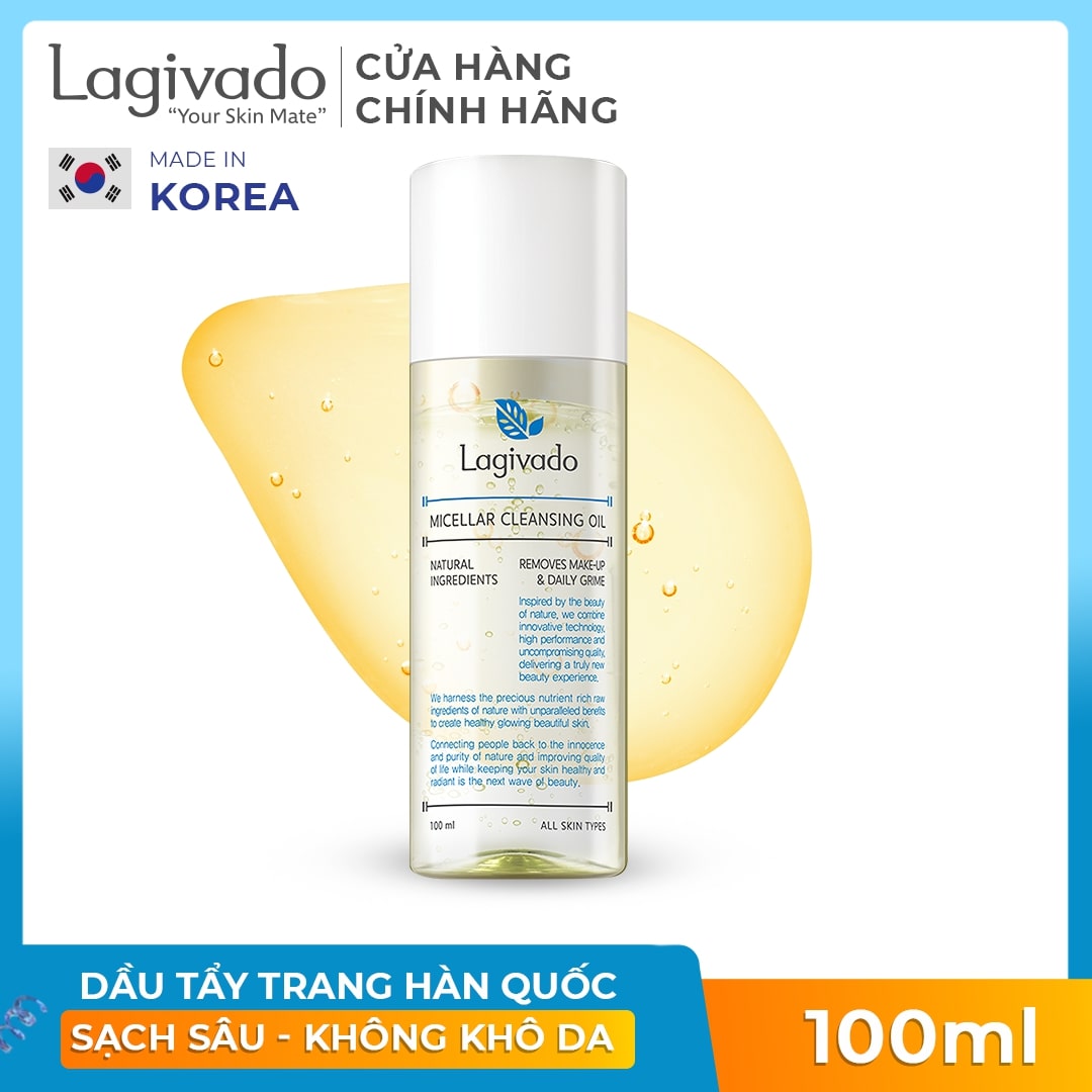 Dầu Tẩy trang 3 in 1 làm sạch sâu cho cả mắt, mặt, môi Hàn Quốc Lagivado Micellar Cleansing Oil 100 ml