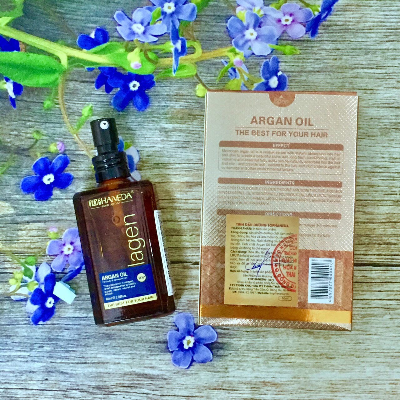 Tinh dầu Top Haneda Argan Oil dưỡng tóc khô hư tổn 60ml - Hàng chính hãng