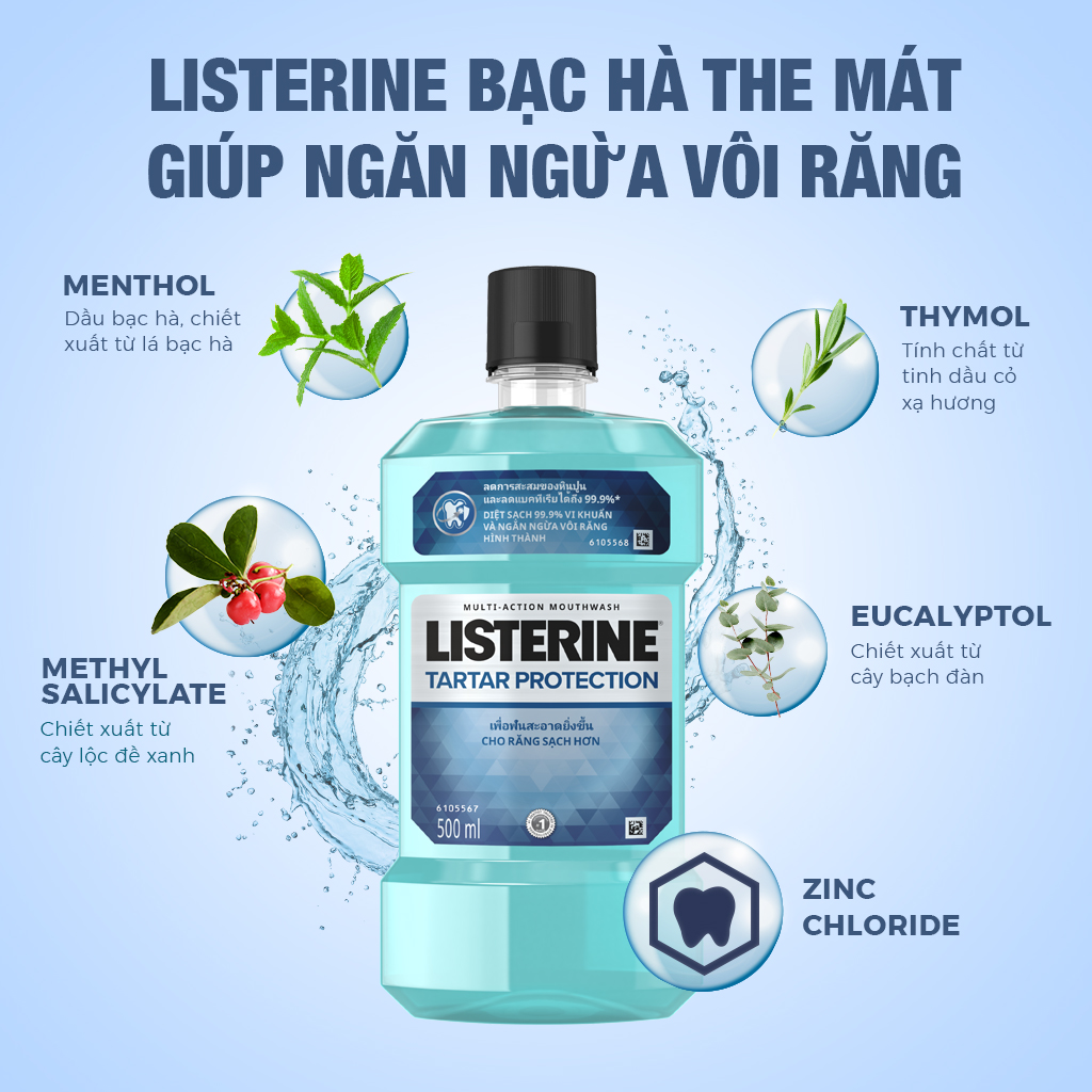 Nước Súc Miệng Ngăn Ngừa Vôi Răng Listerine Tartar Protection (500ml) - 8850007811671