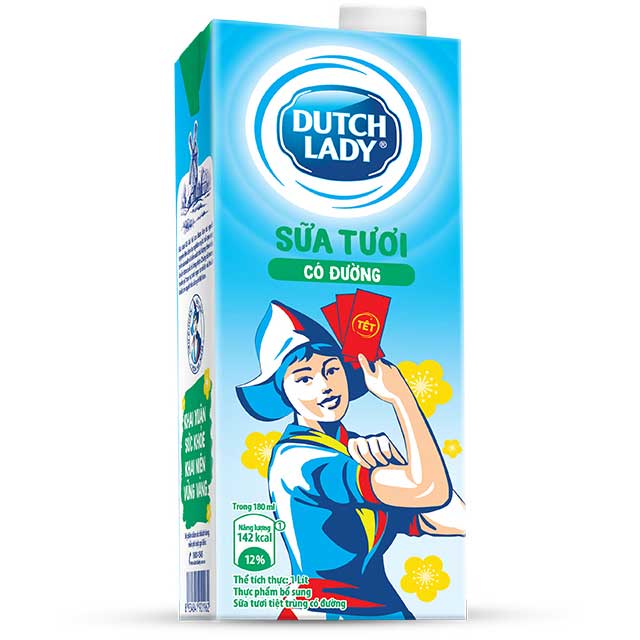 Thùng 12 Hộp Sữa Tươi Tiệt Trùng Dutch Lady Cô Gái Hà Lan Có Đường (12 X 1L)