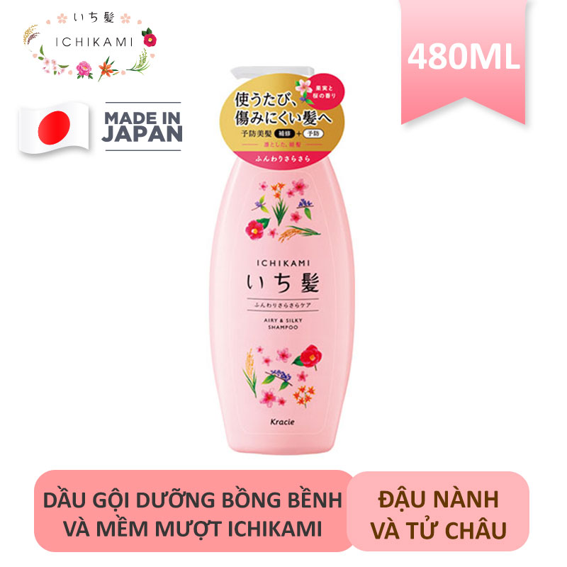 Dầu Gội Nhật Bản Ichikami Dưỡng Tóc Mềm Mượt Và Bồng Bềnh 480ml