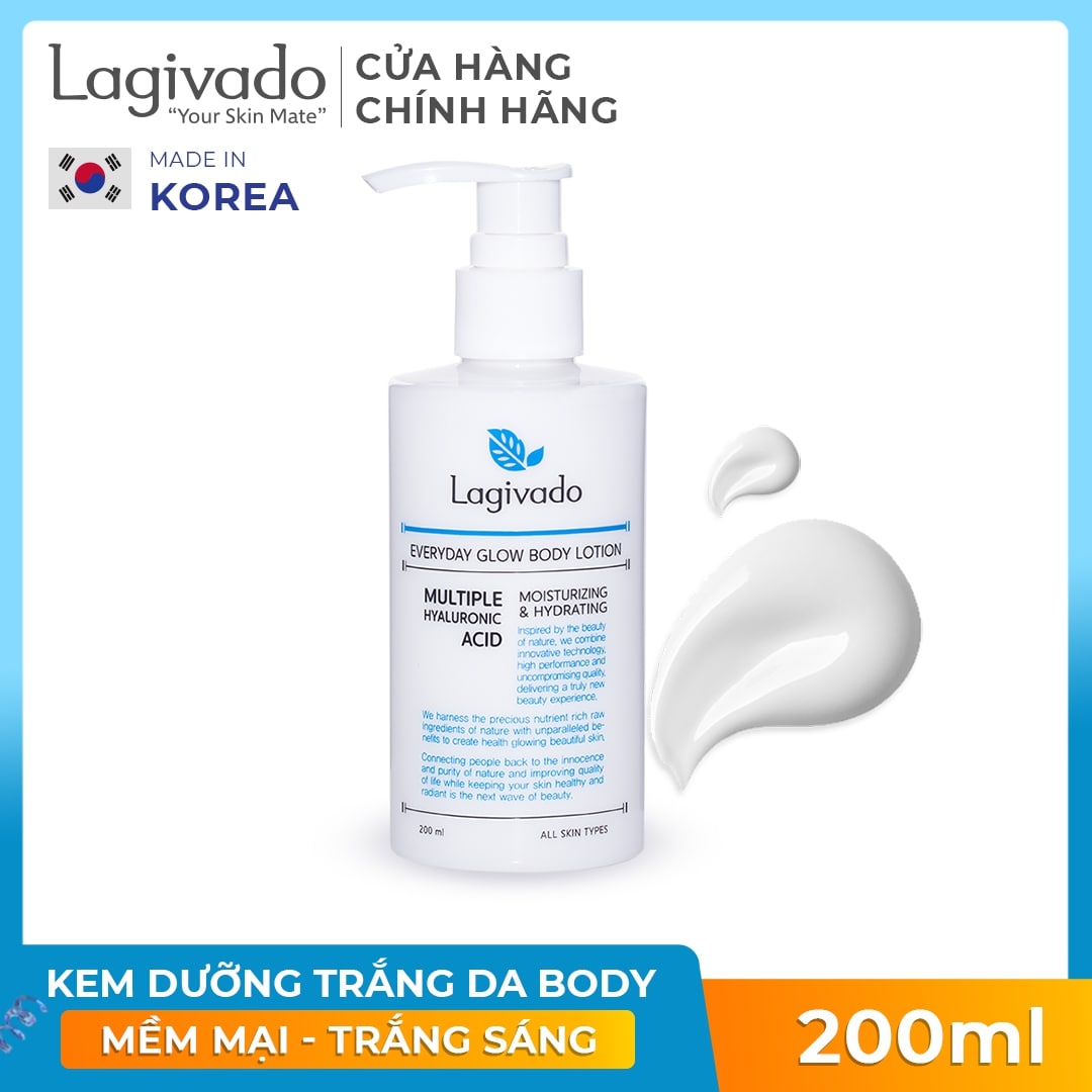 Kem dưỡng trắng da body Hàn Quốc phục hồi da toàn thân Lagivado Everyday Glow BODY LOTION 200ml