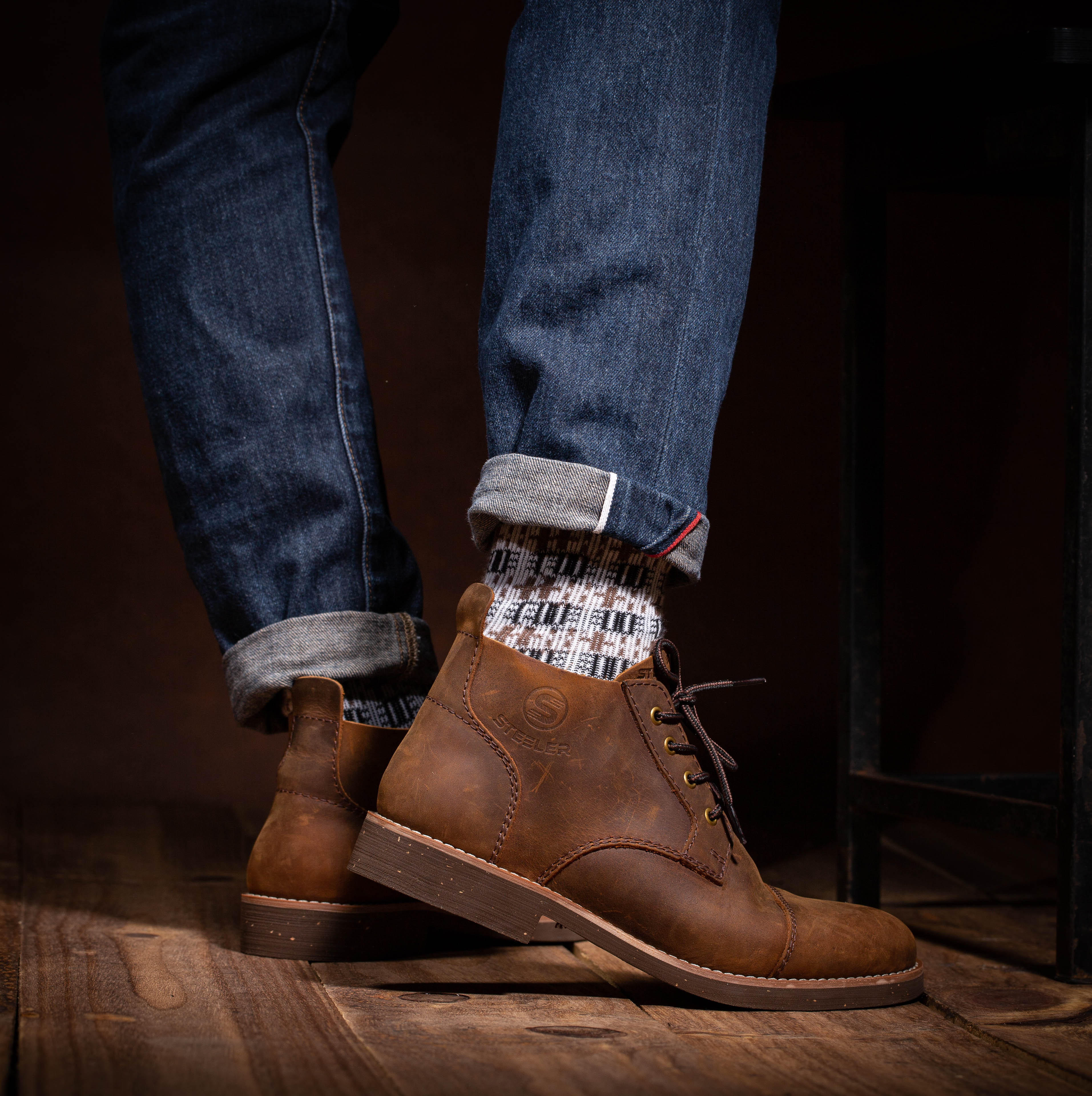 GIÀY DA NAM STEELER - CHUKKA HUNTER BROWN