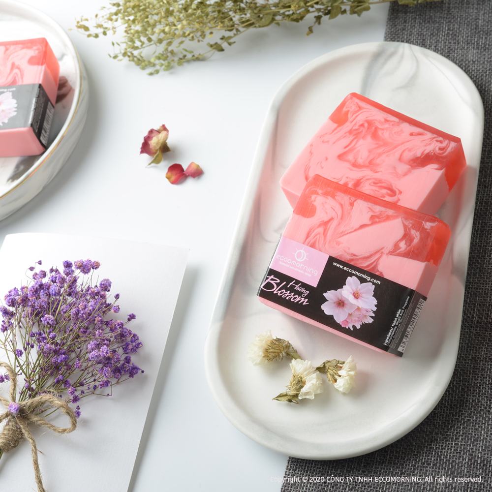 Xà Bông Thiên Nhiên Handmade eccomorning Hình Vuông Hương Hoa Anh Đào – Blossom Soap