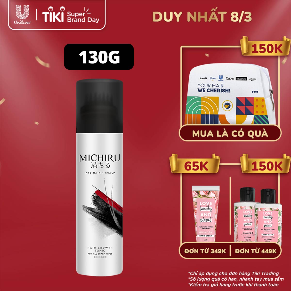 Tinh Chất Ngăn Rụng Tóc Tonic Michiru, Với Thiết Kế Hỗ Trợ Mát Xa Tăng Hiệu Quả Thẩm Thấu Dưỡng Chất, Ngăn Rụng Tóc 130g