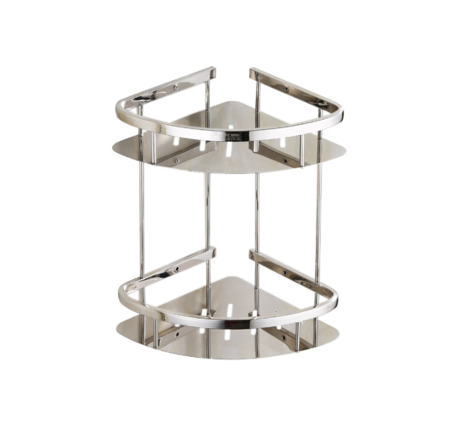 Kệ góc nhà tắm 2 tầng để đồ, dầu gội inox 304