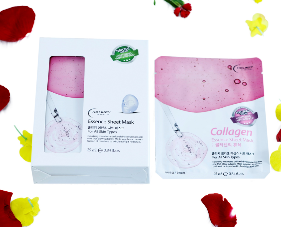 Combo 10 Túi mặt nạ giấy - Mặt nạ dưỡng trắng da chiết xuất từ collagen làm căng và trắng da Holikey Hàn Quốc 25mlx10