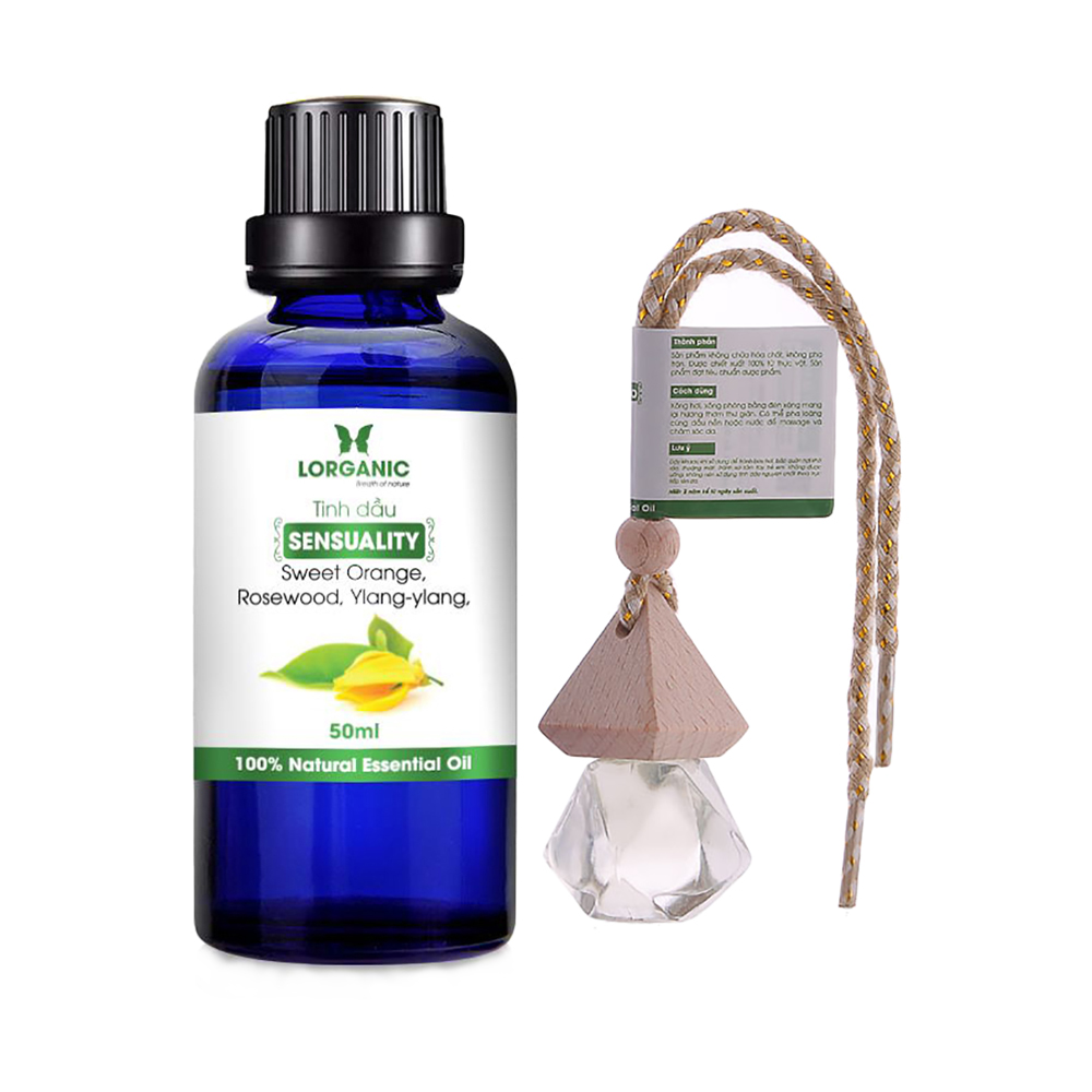 Combo tinh dầu quyến rũ sensual Lorganic +tinh dầu quyến rũ sensual Lorganic treo xe hơi, tủ áo / Tinh dầu thiên nhiên nguyên chất/ Hương thơm ngọt ngào, quyến rũ.