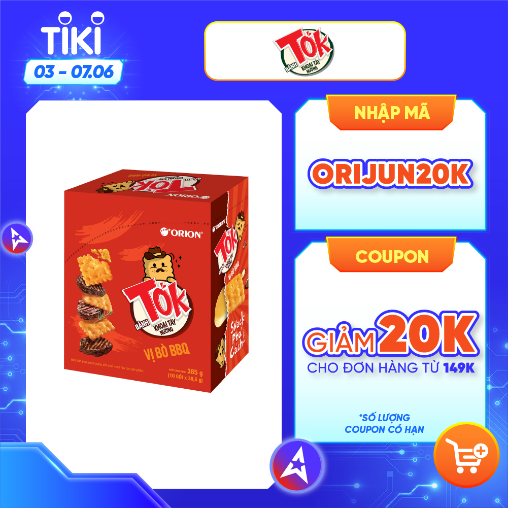 Bánh Khoai Tây Nướng Tok Vị Bò BBQ Hộp 10 Gói