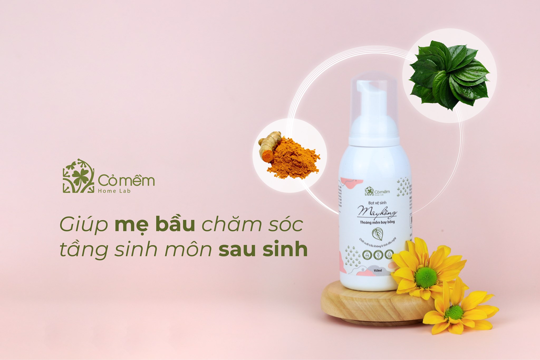 Bọt vệ sinh phụ nữ Mây Hồng Cỏ Mềm Giảm Viêm Ngứa Chiết Xuất Thiên Nhiên Từ Trầu Không An Toàn Dịu Nhẹ Cho Cả Mẹ Bầu 150ml