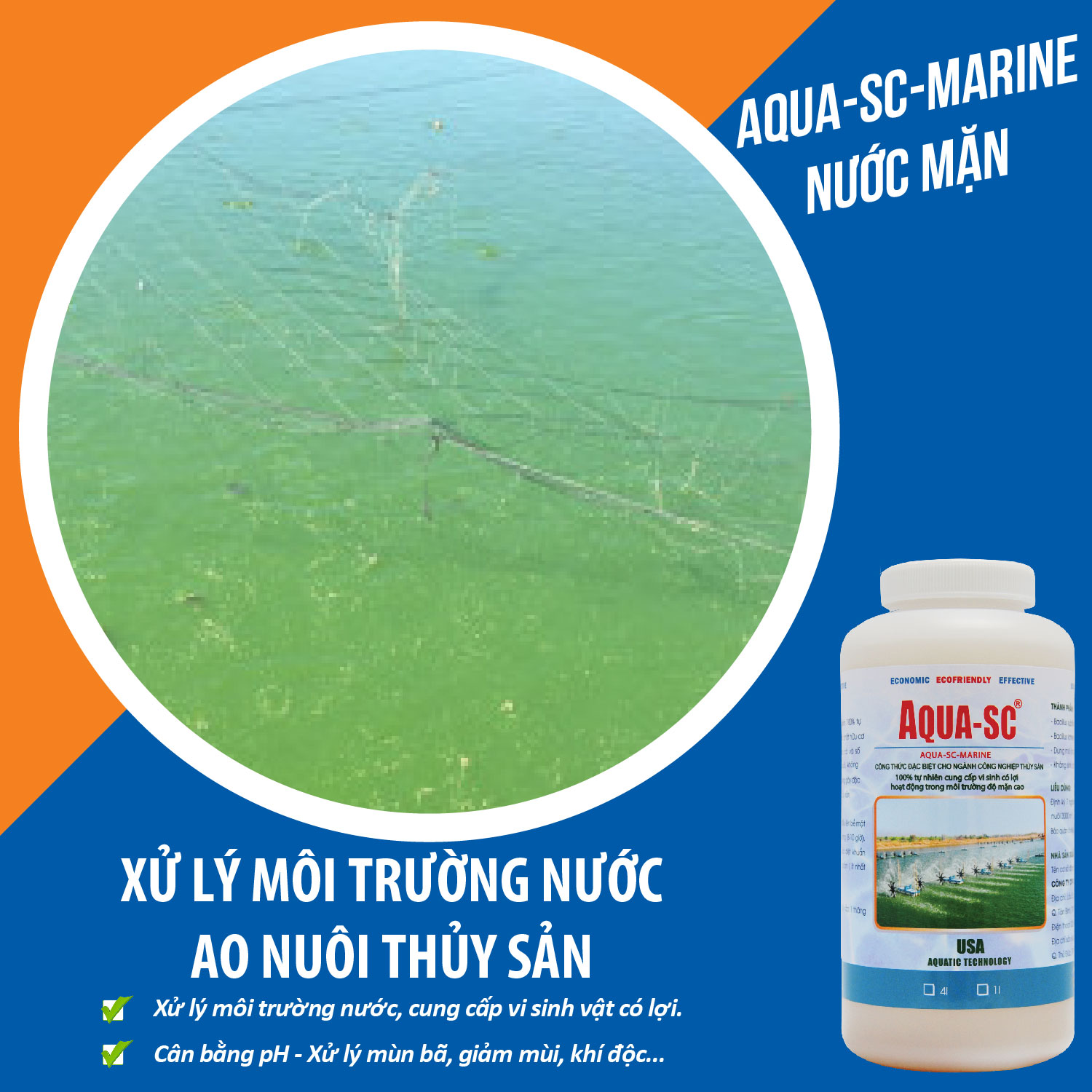 Men vi sinh xử lý nước ao nuôi nước mặn AQUA SC MARINE - Chai 1 lít - SCMARINE