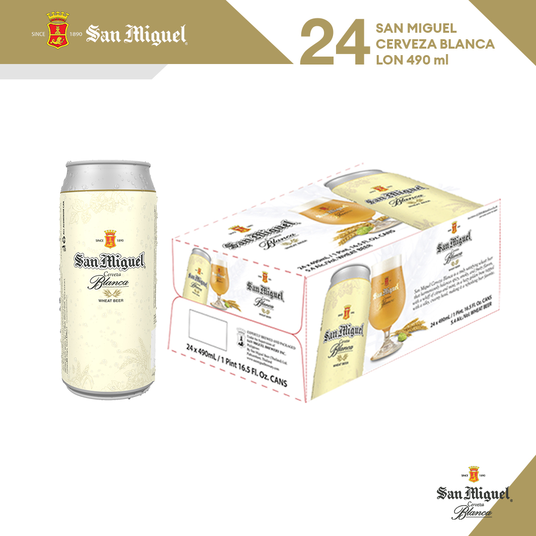 Thùng 24 lon Bia Lúa Mì Trắng San Miguel Cerveza Blanca Lon 490 ml