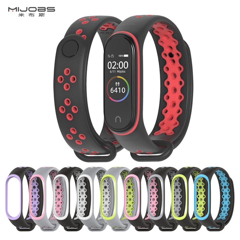 Vòng thay thế Xiaomi Miband 3 / Miband 4 cao su thể thao viền màu - Mijobs