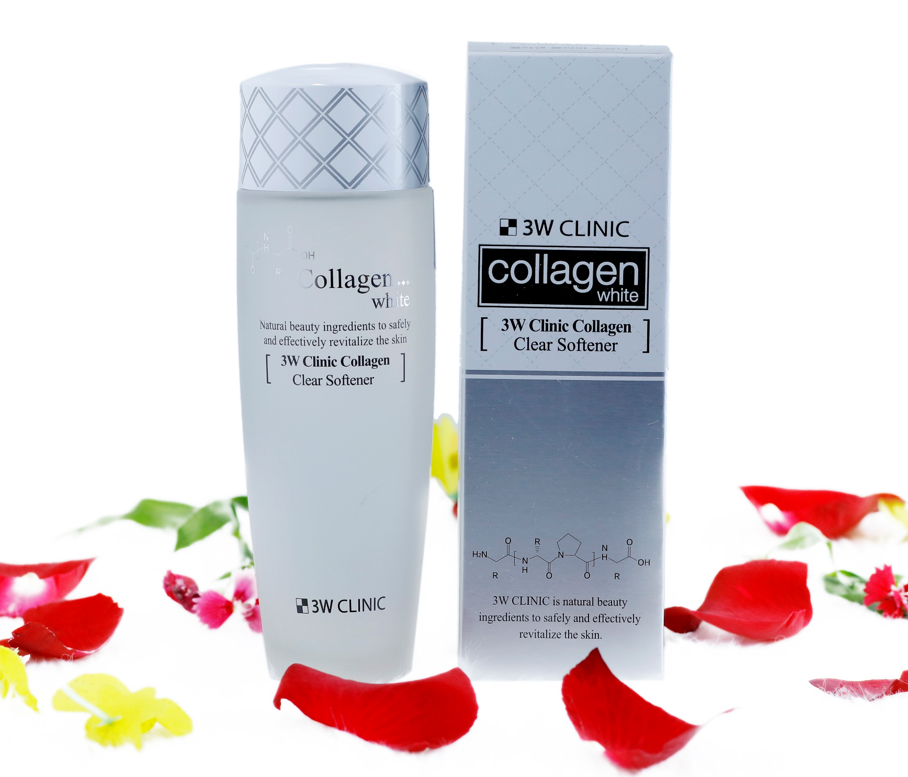 Bộ dưỡng trắng da - Bộ dưỡng da chiết xuất từ Collagen 3W CLINIC Hàn Quốc [Nước Hoa Hồng + Sữa Dưỡng]