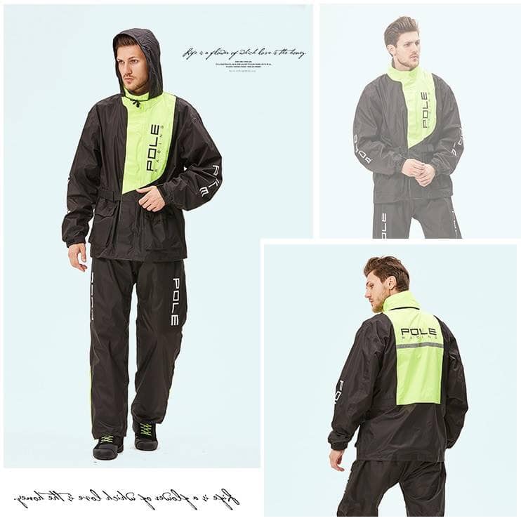 Áo mưa 2 lớp cao cấp Pole racing - Đen - Xanh lá - L