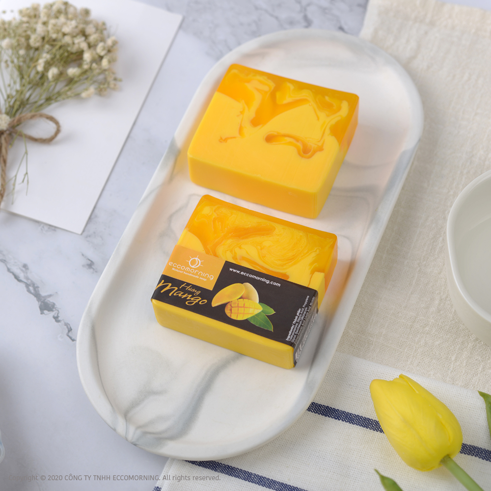 Xà Bông Thiên Nhiên Handmade eccomorning Hình Vuông Hương Xoài - Mango Soap