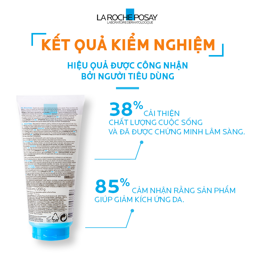 Sữa Rửa Mặt Và Tắm Cho Da Khô, Da Nhạy Cảm, Mẫn Ngứa La Roche-Posay Lipikar Syndet AP+ Cream 200ml