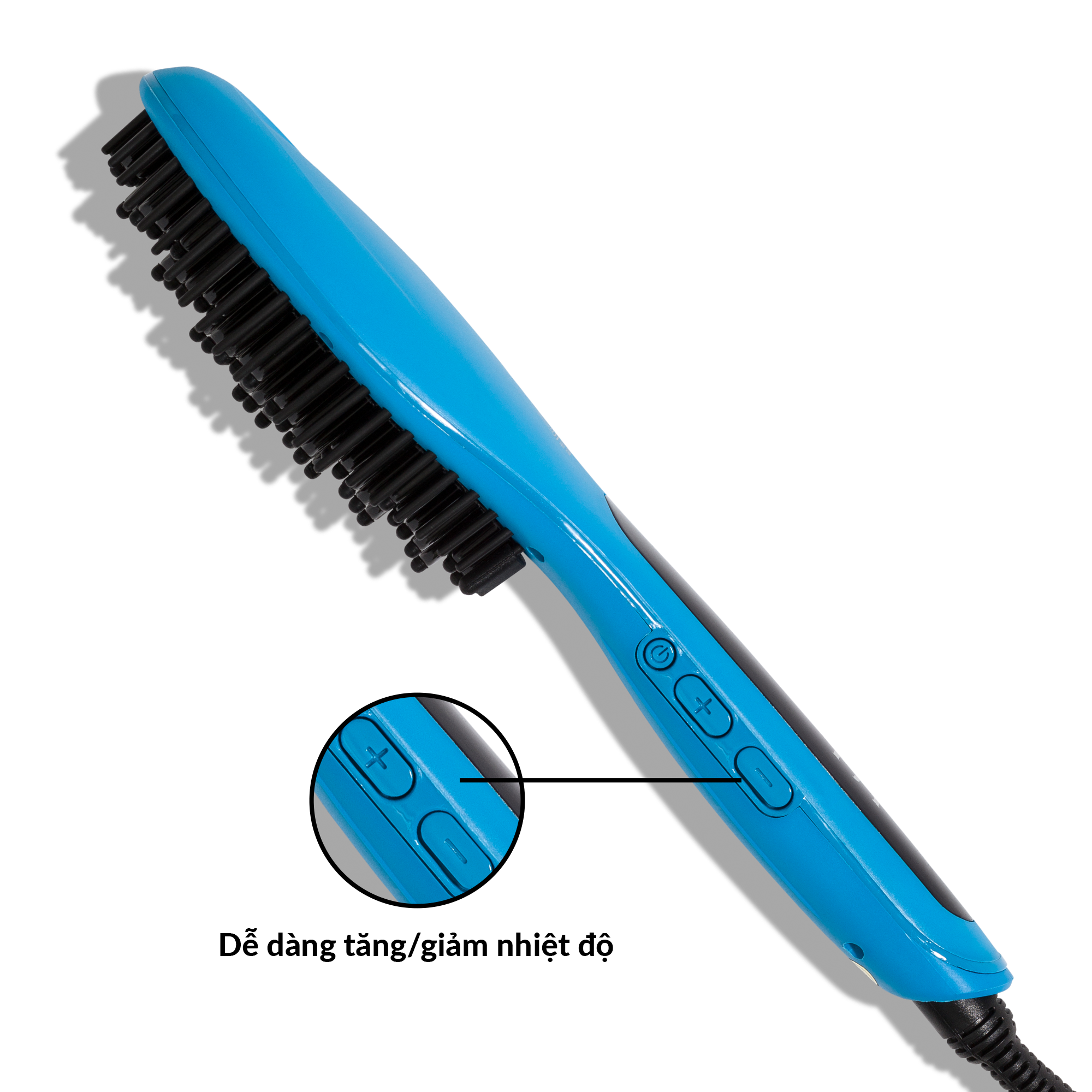 Lược Điện Tạo Kiểu Tóc PYT Thermal Styling Brush - Màu Xanh - Có Thể Duỗi Và Làm Phồng Chân Tóc Với Công Nghệ Ion Âm Và Nhiệt Hồng Ngoại Xa