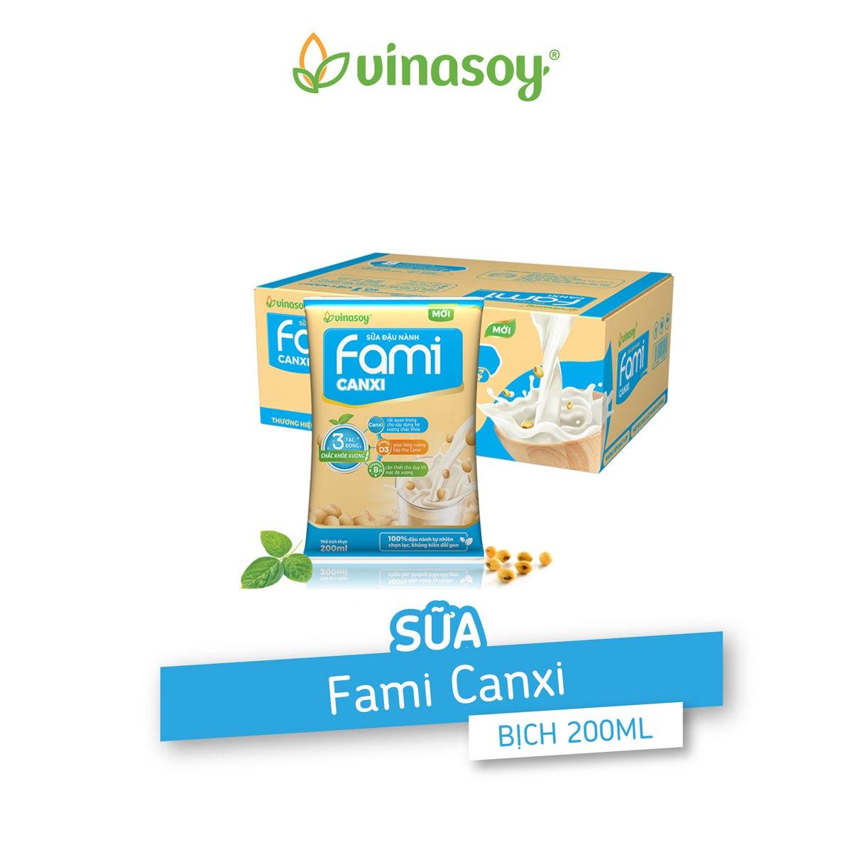 Thùng Sữa Đậu Nành Fami Canxi Nguyên vị