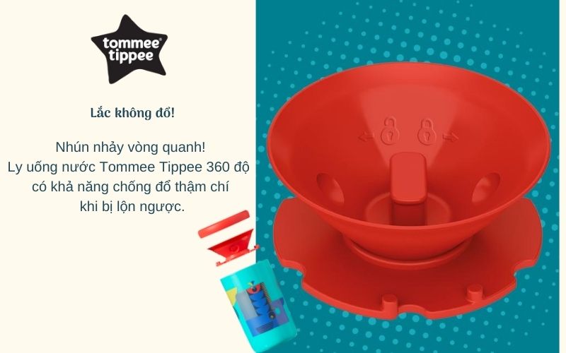 Ly tập uống nước Tommee Tippee 360 Deco Tumbler từ 12 tháng - Xanh cổ vịt