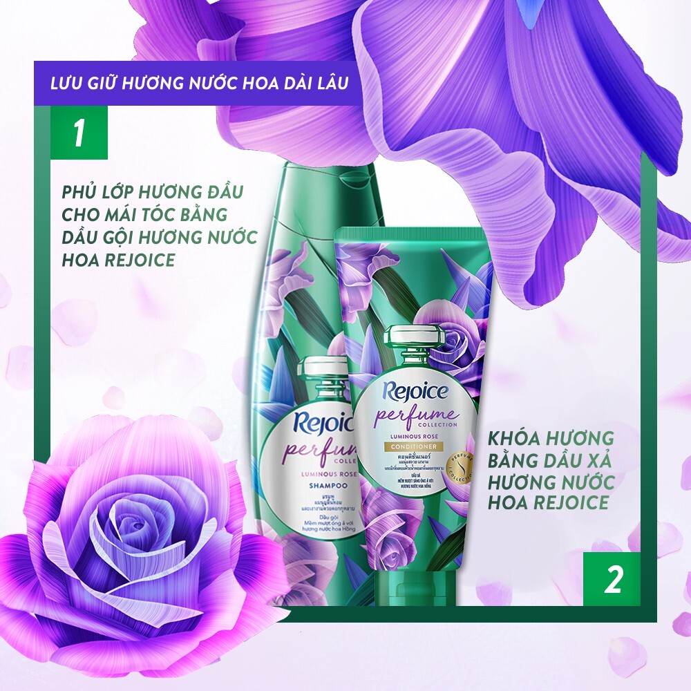 Combo 2 Dầu Gội REJOICE Fraya Hương Hoa Hồng 650g/632,3ml